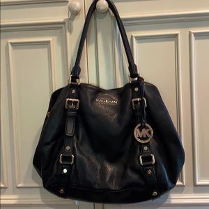 Black leather multi compartment bag